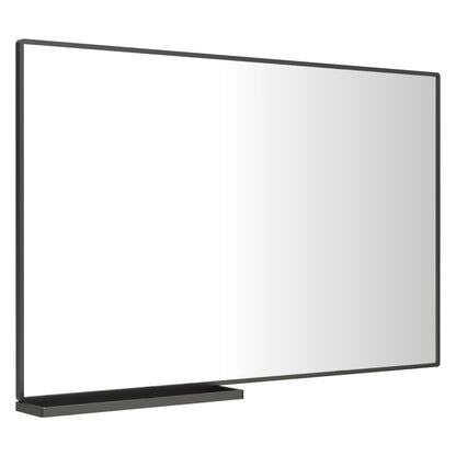Modern Bathroom Mirror with Storage Rack, Rectangular Black Wall Mirror for Hanging In Bathroom or Living Room (48x30 Inch)