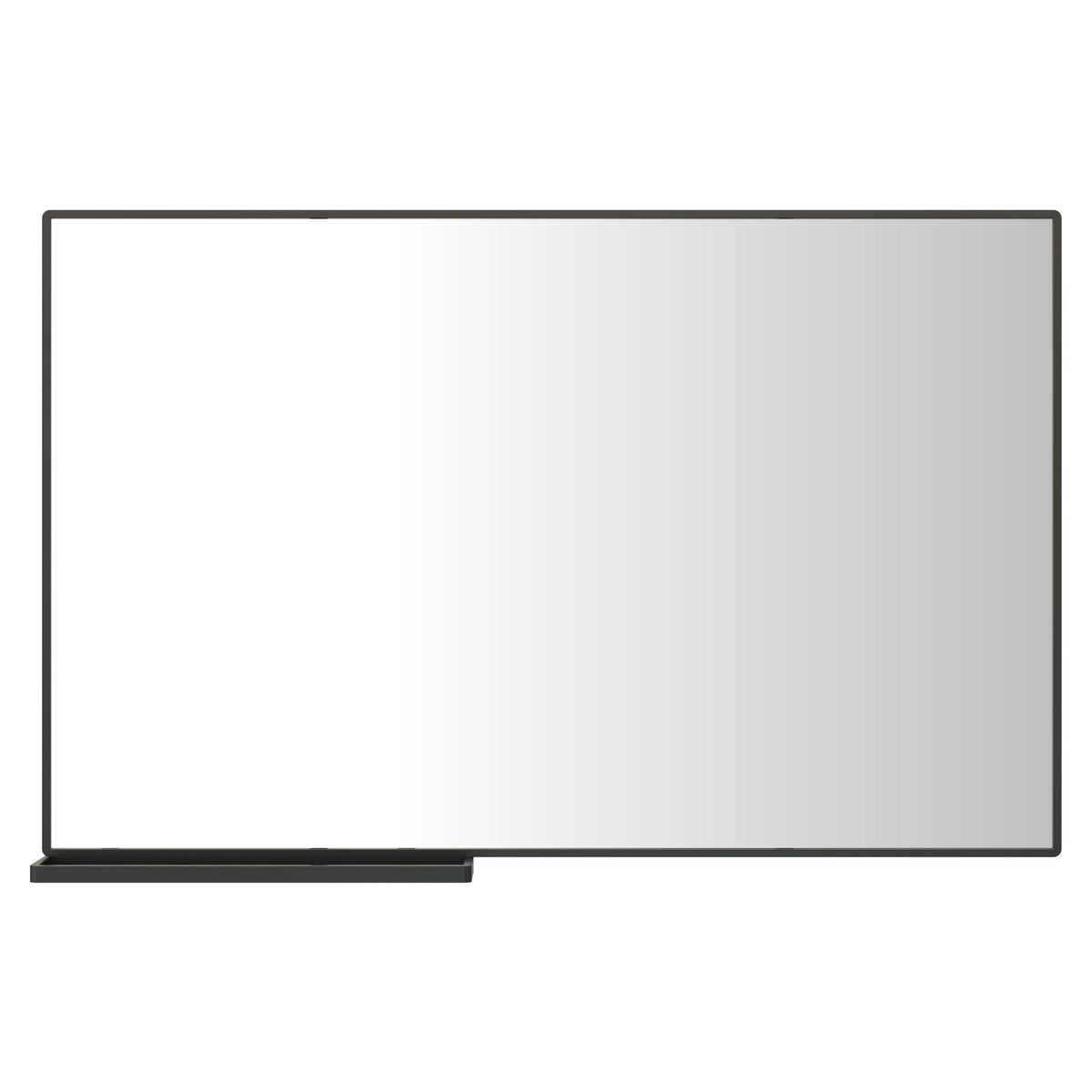 Modern Bathroom Mirror with Storage Rack, Rectangular Black Wall Mirror for Hanging In Bathroom or Living Room (48x30 Inch)