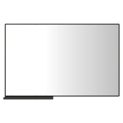 Modern Bathroom Mirror with Storage Rack, Rectangular Black Wall Mirror for Hanging In Bathroom or Living Room (48x30 Inch)