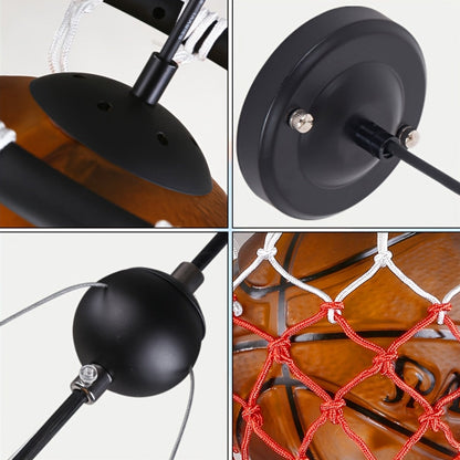 Art Deco Basketball Net Pendant Light – Matte Metal Chandelier Perfect for Game Room, Sports Bar, and Modern Home Lighting Décor