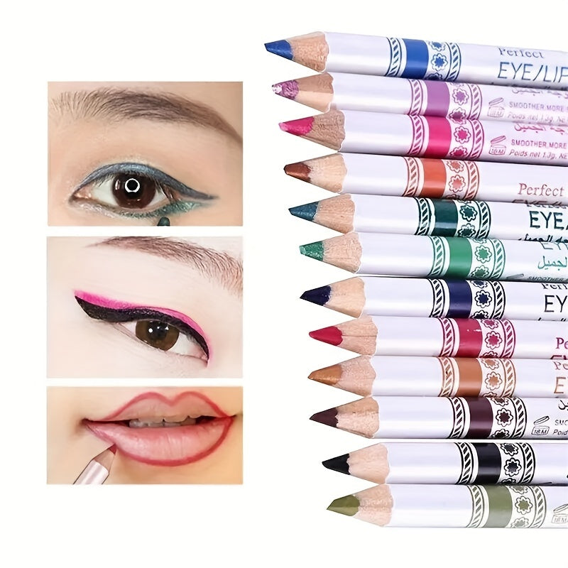 Multi-Purpose Eyeliner Pencil Set – 12Pcs Smooth Gel Texture Works as Lip Liner, Eyeshadow Stick, or Long-Lasting Eye Makeup Tool