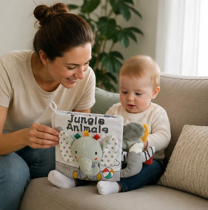 Crinkle Cloth Baby Book - Touch and Feel Sensory Learning Toy for Early Education, Stroller Play and Cognitive Growth