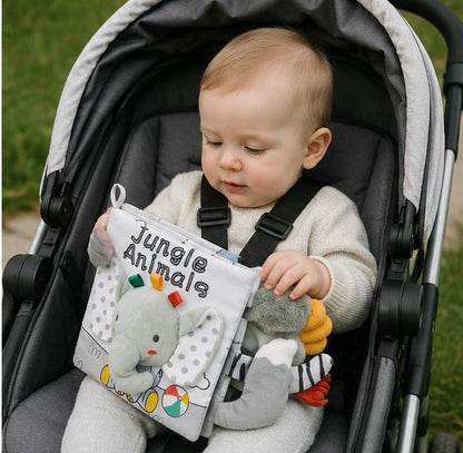 Crinkle Cloth Baby Book - Touch and Feel Sensory Learning Toy for Early Education, Stroller Play and Cognitive Growth