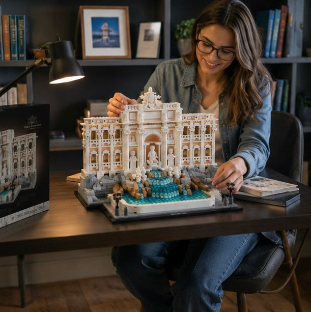 Trevi Fountain Building Blocks Set-Classic Architecture Model Compatible with LEGO Bricks for Family Fun and Decorative Display