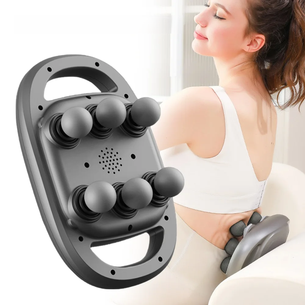 Deep Tissue Massage Gun – 6-Head Ergonomic Electric Massager with 9 Modes for Full Body Muscle Pain Relief, USB Rechargeable and Travel Ready