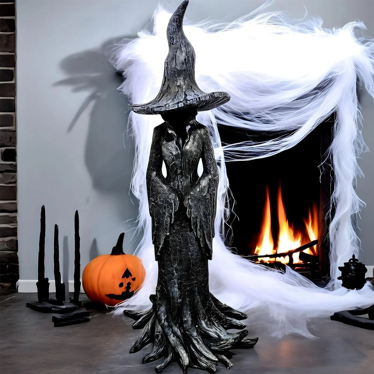 Gothic Halloween Witch Statue – Retro Resin Magician Figurine Collectible Dark Fantasy Ornament for Haunted Festival Home Décor