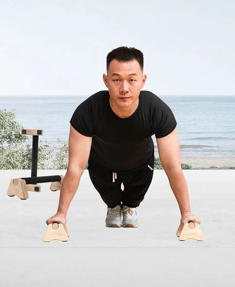 Wooden Push-Up Stand Handles – Non-Slip Calisthenics Parallettes for Home Fitness, Strength Training and Upper Body Workouts