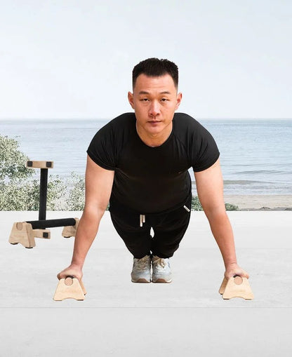 Wooden Push-Up Stand Handles – Non-Slip Calisthenics Parallettes for Home Fitness, Strength Training and Upper Body Workouts