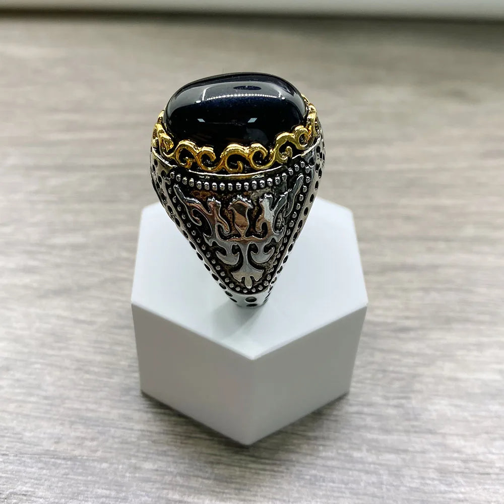 Obsidian S925 Silver Ring – Black Gemstone Jewelry for Men and Women, Symbolic, Elegant, and Perfect for Gifts or Occasions