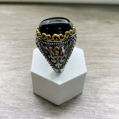 Obsidian S925 Silver Ring – Black Gemstone Jewelry for Men and Women, Symbolic, Elegant, and Perfect for Gifts or Occasions