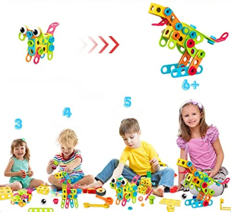 Educational STEM Building Blocks Set – 195pcs Creative Construction Toys for Kids 3+ with Storage Box for Learning Play