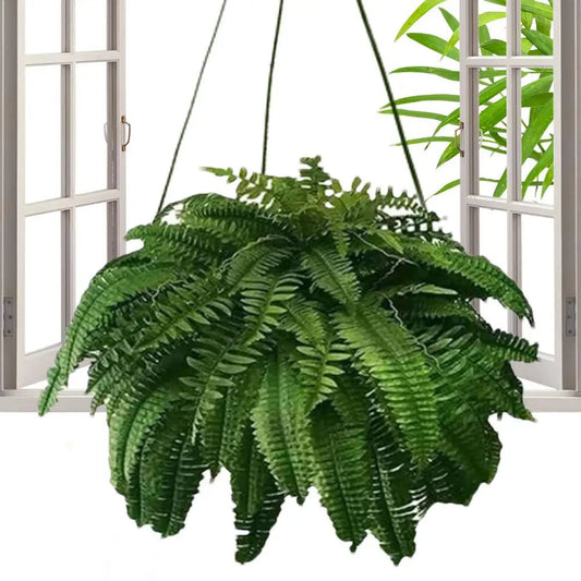 Artificial Boston Fern Plant - Realistic UV Resistant Greenery for Home Decor, Reusable Faux Shrubs for Indoor/Outdoor Style