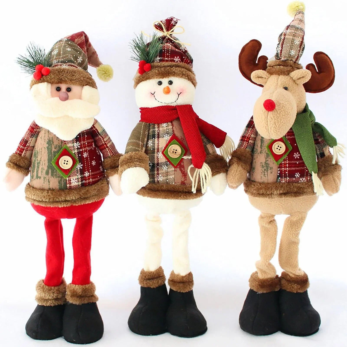 Retractable Christmas Plush Doll – Santa, Snowman & Elk Extendable Ornaments for Kids’ Gifts & Home Tree Décor