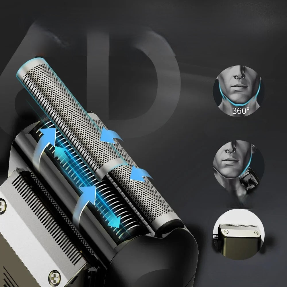 Rechargeable Electric Shaver Grooming Kit with Hair Trimmer - 500mAh Battery, Digital Display, Ideal Gift for Men’s Personal Care