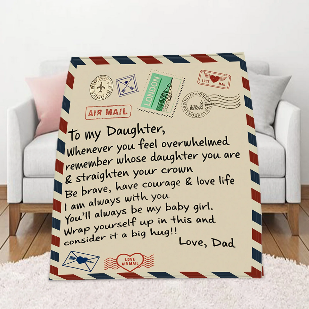 Ultra-Soft Flannel Letter Blanket to Daughter – Cozy Throw for Sofa, Bed & Thoughtful Gifting