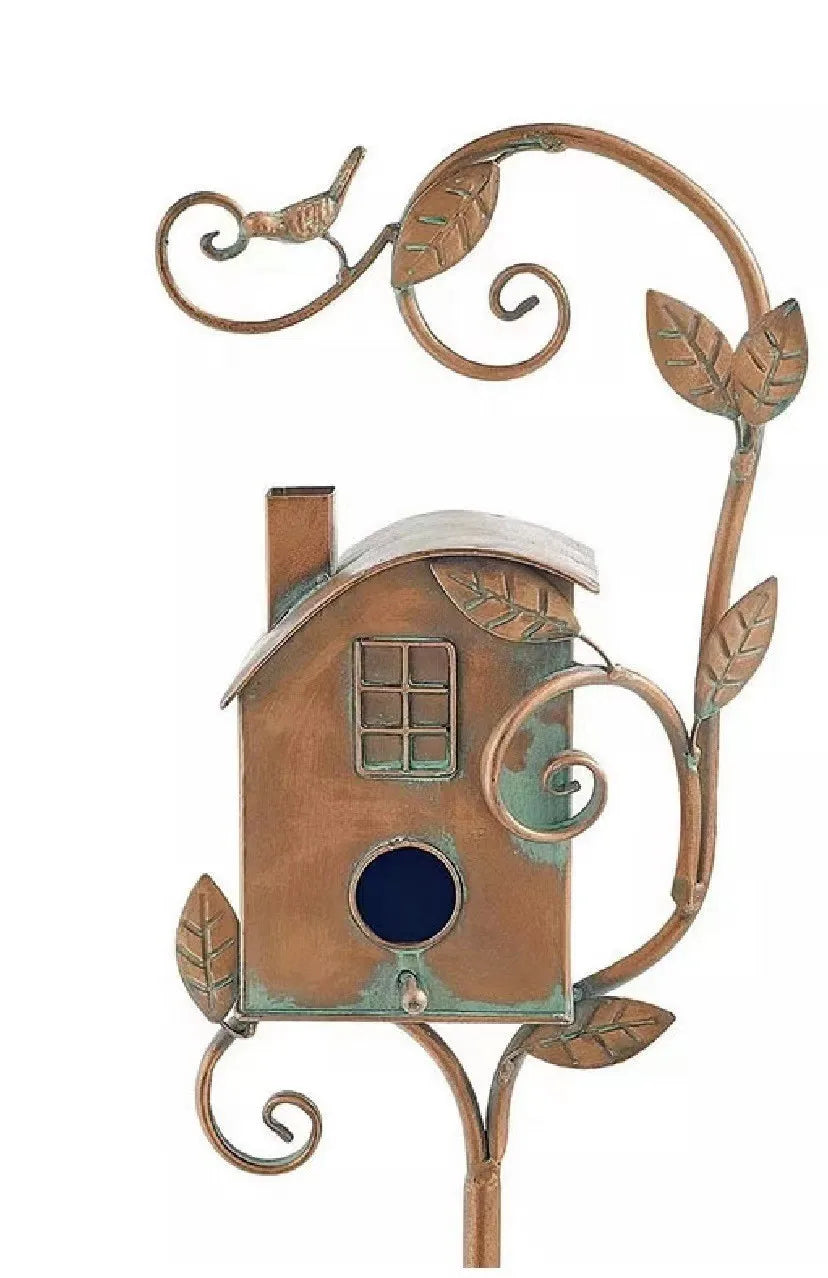 Avaiaries Metal Fake Birdhouse Garden Decor – Outdoor Courtyard Birdhouse Sculpture for Garden Landscaping and Decorative Accents