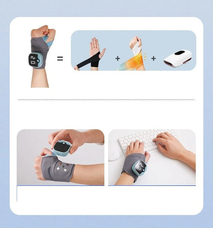 Electric Heating Wrist Massager – Carpal Tunnel Therapy with 5 Heat Levels & 3 Vibration Modes Wrist Support Brace Band