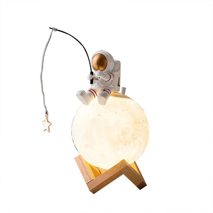 Moon with Astronaut Mini Night Light & Humidifier – Resin Spaceman Home Décor & Cold Fog Machine