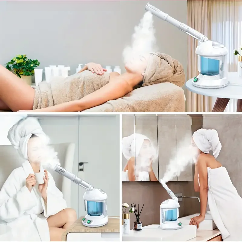 Nano Ionic Facial Steamer with Rotating Arm – Deep Pore-Cleansing Spa System with Skin Tools for Home or Salon Skincare Sessions