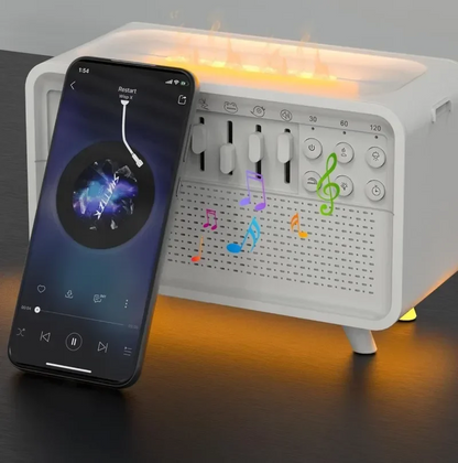White Noise Humidifier with Night Light – Bedroom Humidifier with 8 Natural Sound Options, Built-in Bluetooth Speaker & Night Light