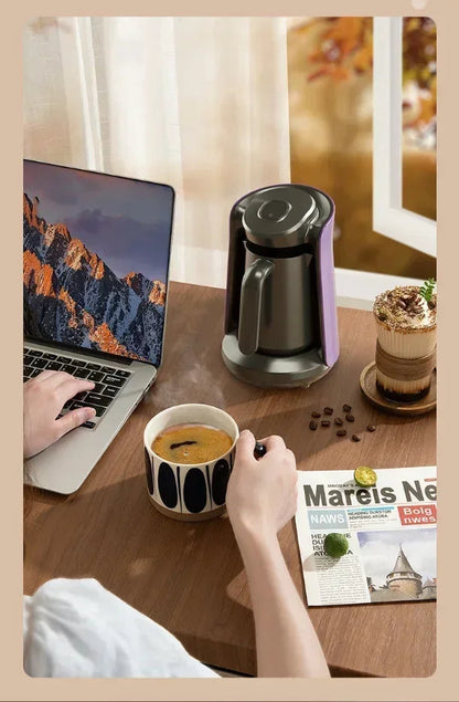 Stainless Steel Moka Coffee Pot – 500ml Semi-Automatic Turkish and Espresso Coffee Maker with Thermal Heat Retention