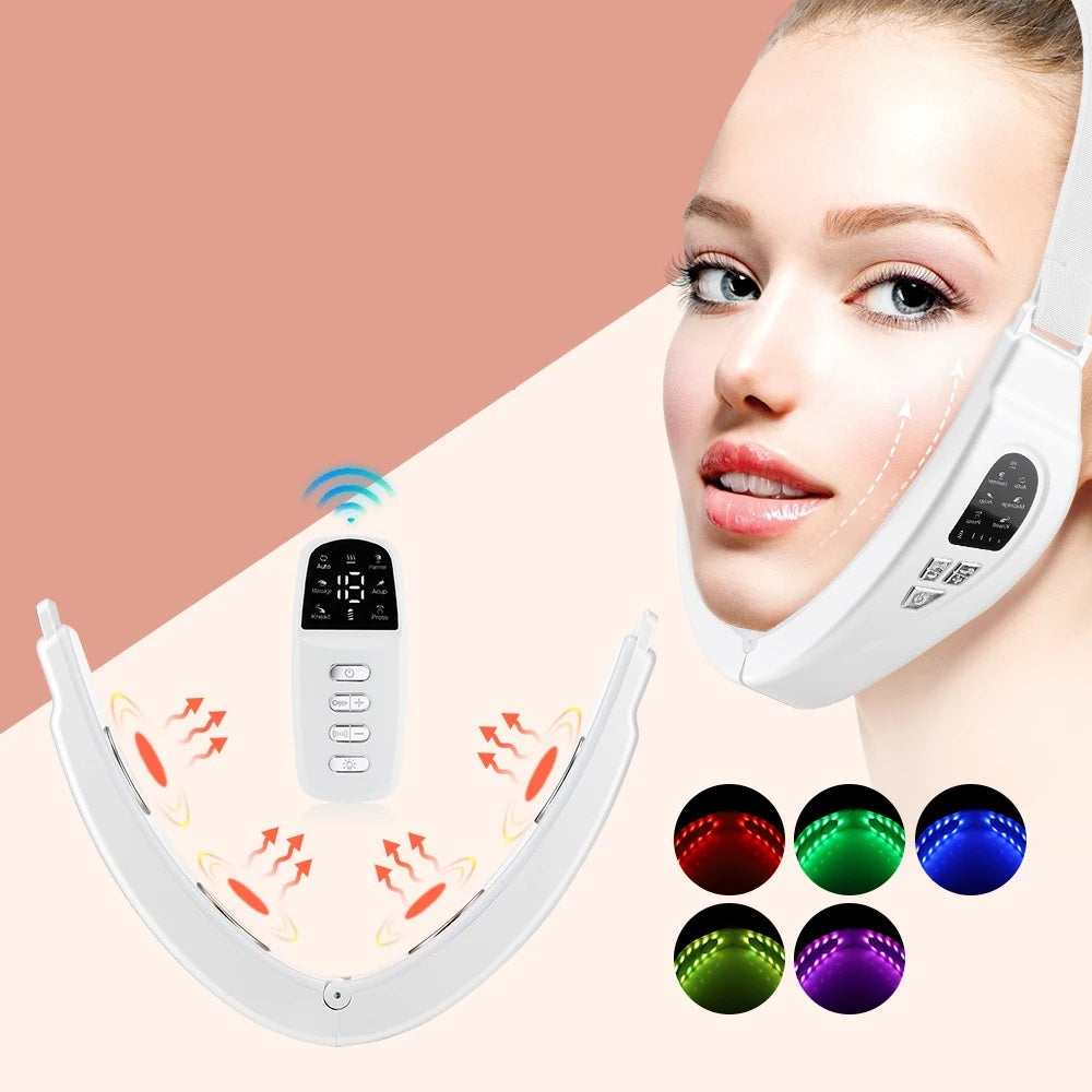 Red Light V Face Lifting Device – Facial Skin Rejuvenation Massager with Remote Control for Double Chin Tightening and Firming Care