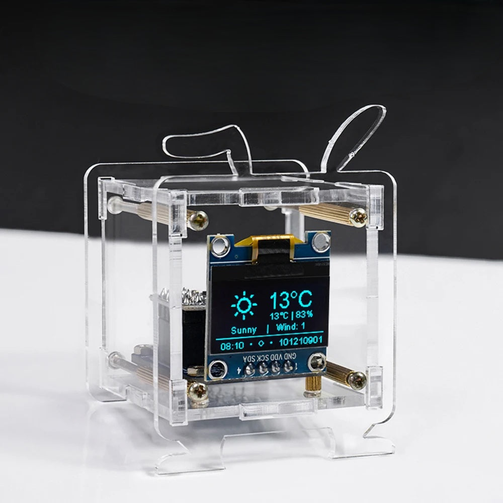 Mini Electronic Clock DIY Kit – 0.96" OLED Display with WiFi and Fun Soldering Assembly for Creative Tech Enthusiasts