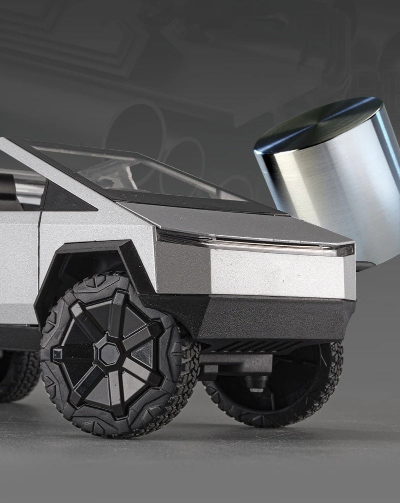 Scale Cyber Pickup Truck Model – 1/24 Diecast Alloy Off-Road Vehicle with Sound & Light, Realistic Collectible Car Toy Gift for Kids