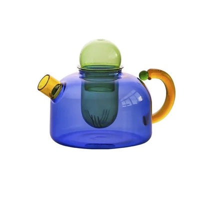 Colorful Glass Teapot Set – Tea Water Separation Filtration Teapot and Cups for Creative Drinkware Brewing