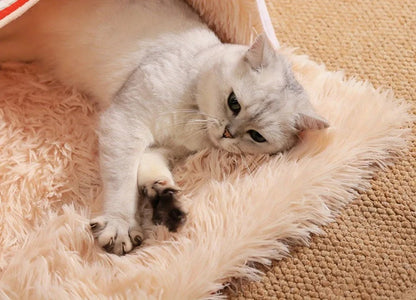 Cozy Cat Nest Bed Box Style – Soft Zippered Plush House for Large Cats & Small Dogs