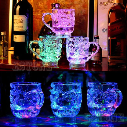 LED Color-Changing Luminous Dragon Mug – Water-Activated Light-Up Cup for Beer, Tea, Whisky, and Party Magic