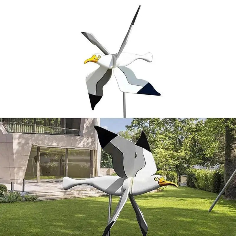 Seagull Windmill Garden Ornament – Flying Bird Wind Spinner Decor for Outdoor Lawn, Patio, and Yard Decoration