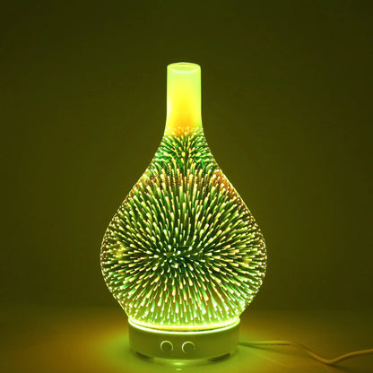 Firework Glass Aroma Diffuser – 3D Ultrasonic Humidifier with 7 LED Lights & Essential Oil Nebulizer