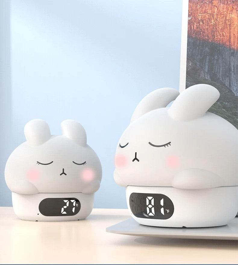 Night Light & Digital Alarm Clock Duck or Bunny Design – Cute Bedside Timer for Kids' Room