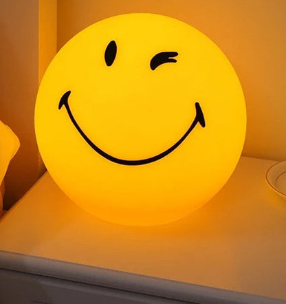 Smiling Sphere Night Light – Dimmable Rechargeable Lamp for Home Mood Lighting and Bedroom Decor