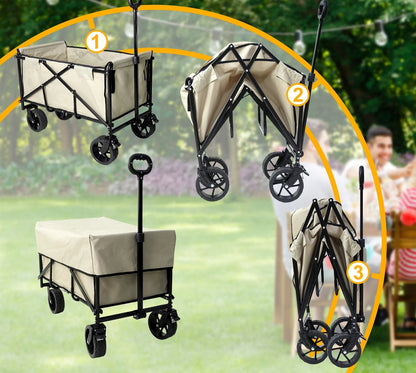 Heavy-Duty Folding Outdoor Camping Cart – Extended Trailer Puller for Campsites, Markets, Stalls, and Travel Gear Transport