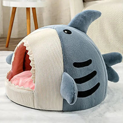 Shark-Shaped Cat Bed – Cozy Semi-Closed Nest for Ultimate Pet Comfort