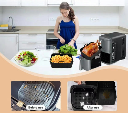 Reusable Silicone Air Fryer Liners – 2-Pack Non-Stick Baking Tray for Ninja XL Basket