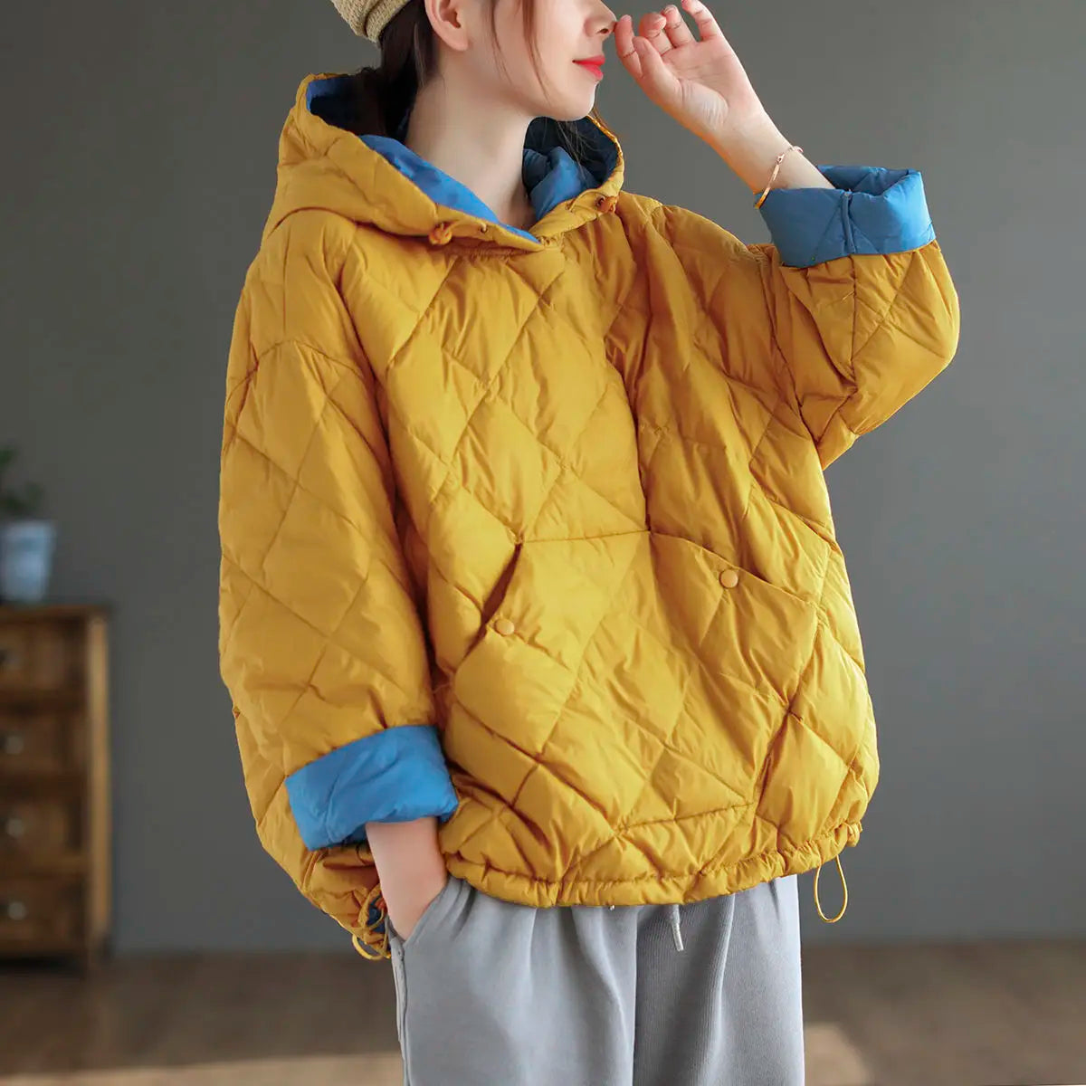 Women Winter Cotton Jacket - Korean Style Loose Fit Hooded Coat, Warm Casual Outerwear for Autumn Winter Street Fashion