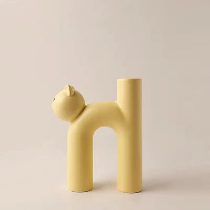 Cute Cat Vase – Cat-Head H-Shape Tube Vase for Hydroponic Flower Arrangement, Charming Home Décor & Desk Accessory for Cat Lovers