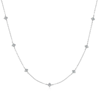 Fashion Round Moissanite Choker – 3mm 925 Sterling Silver Clavicle Necklace for Girls, Elegant Jewelry Gift