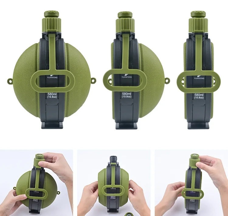 Folding Silicone Water Bottle with Compass – Outdoor Camping Hydration Cup for Hiking, Fishing, Picnics, and Eco-Friendly Travel