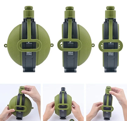 Folding Silicone Water Bottle with Compass – Outdoor Camping Hydration Cup for Hiking, Fishing, Picnics, and Eco-Friendly Travel