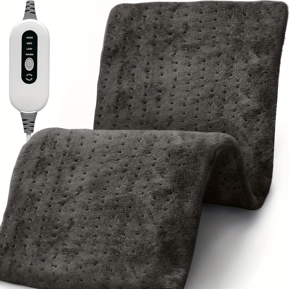 Soft Flannel Electric Heating Pad – 12”x24” Wrap with 4 Heat Settings, Auto Shut-Off, Fast Heating, Machine Washable for Full-Body Relief