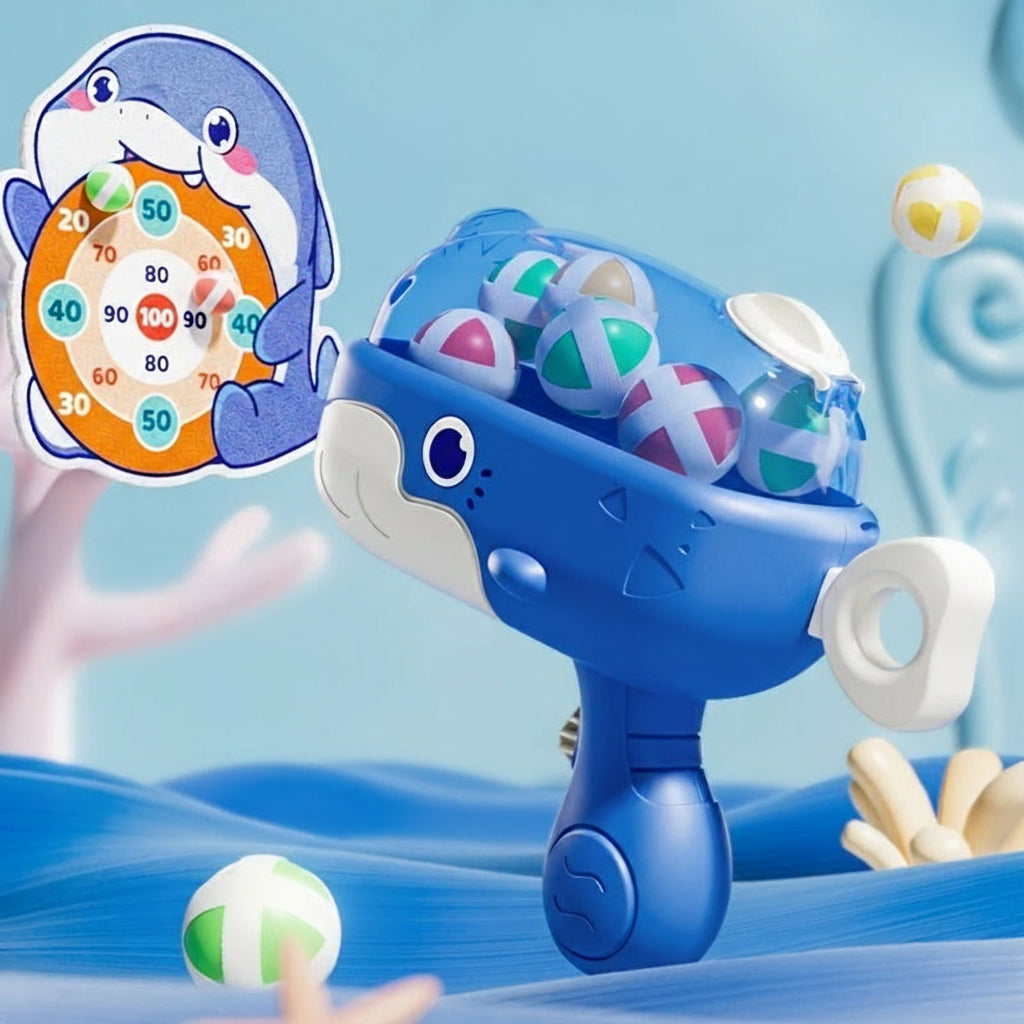 Whale Sticky Ball Shooting Toy – Interactive Target Game for Kids’ Indoor & Outdoor Fun, Birthday & Holiday Gift Set