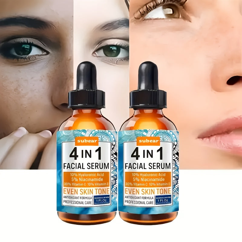 Ultra Hydrating 4-in-1 Facial Serum – Intense Moisturizer with Vitamin C, Hyaluronic Acid, Niacinamide & Vitamin E for Radiant Skin