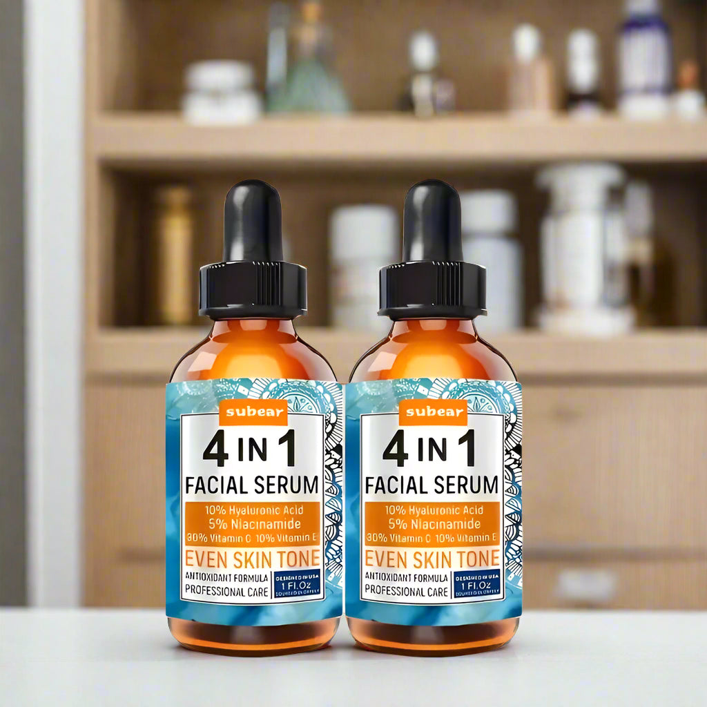Ultra Hydrating 4-in-1 Facial Serum – Intense Moisturizer with Vitamin C, Hyaluronic Acid, Niacinamide & Vitamin E for Radiant Skin