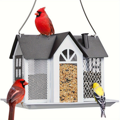 Triple-Tube Bird Feeder House- Weatherproof Mesh Feeder for Cardinals, Finches, Chickadees & Wild Backyard Birds