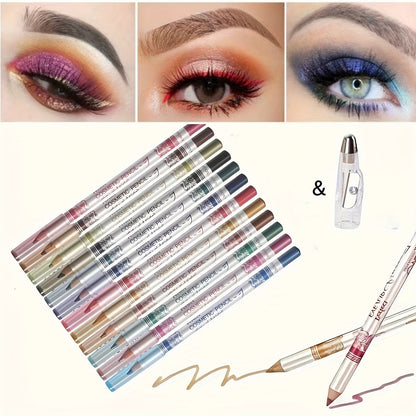 Multi-Purpose Eyeliner Pencil Set – 12Pcs Smooth Gel Texture Works as Lip Liner, Eyeshadow Stick, or Long-Lasting Eye Makeup Tool