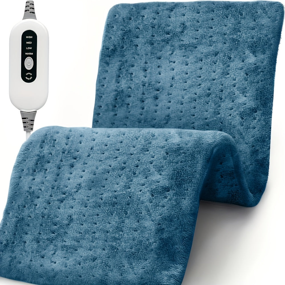 Soft Flannel Electric Heating Pad – 12”x24” Wrap with 4 Heat Settings, Auto Shut-Off, Fast Heating, Machine Washable for Full-Body Relief